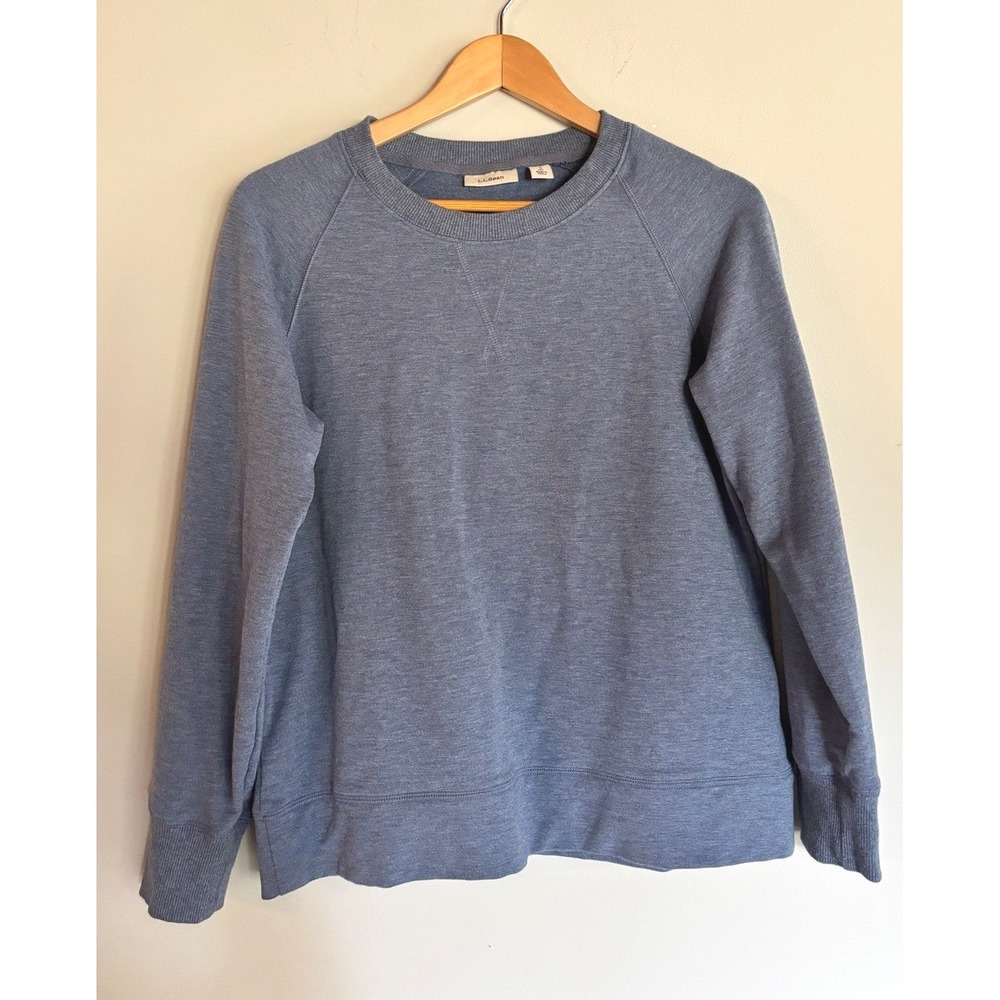 LL Bean Raglan Sweatshirt Heather Blue Crewneck Casual Petite Womens S